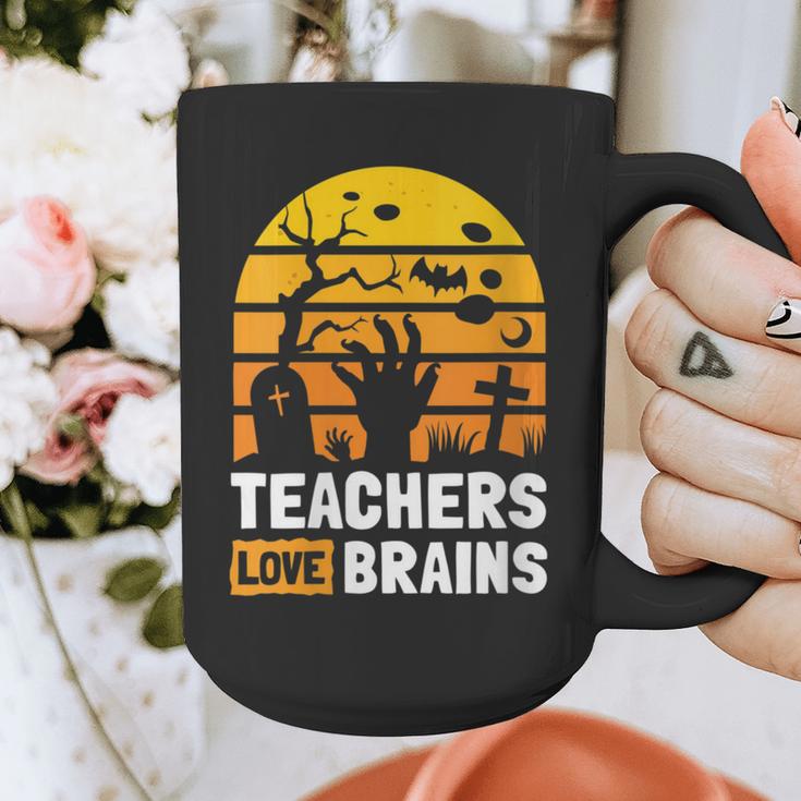 Halloween Teachers Science Math Teachers Love Brains Graphic Print Coffee Mug, Science Teacher Gifts, funny design