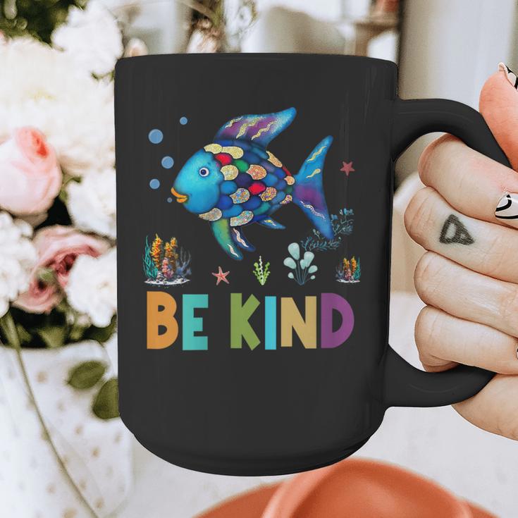 Happy First Day Of School Fish Rainbows Teacher Be Kind Graphic Print Coffee Mug, funny design