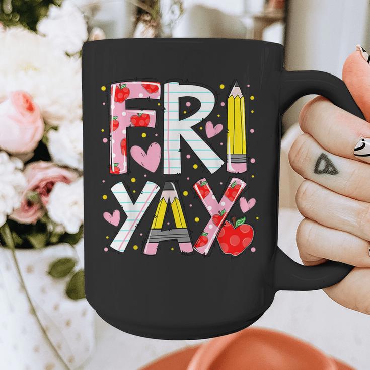 Happy Fri-Yay Teacher Back To School Friday Lovers Graphic Print Coffee Mug, funny design Happy Fri-Yay Teacher Back To School Friday Lovers Graphic Print Coffee Mug, funny design