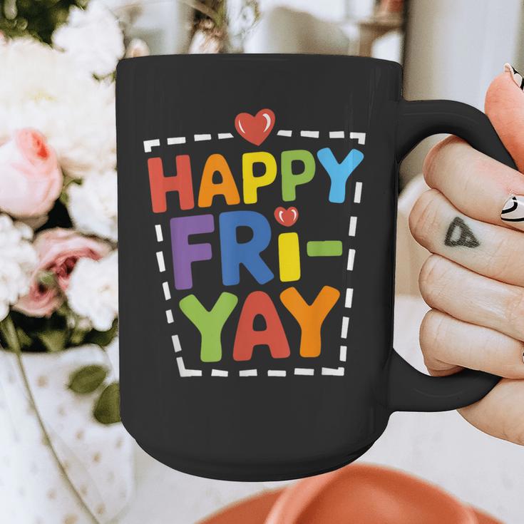 Happy Fri-Yay Teacher Life Weekend Pun Happy Friday Graphic Print Coffee Mug, funny design