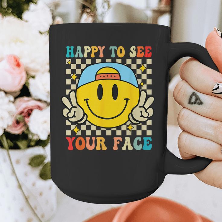 Happy To See Your Face Hippie Smile Back To School Teachers Graphic Print Coffee Mug, funny design Happy To See Your Face Hippie Smile Back To School Teachers Graphic Print Coffee Mug, funny design
