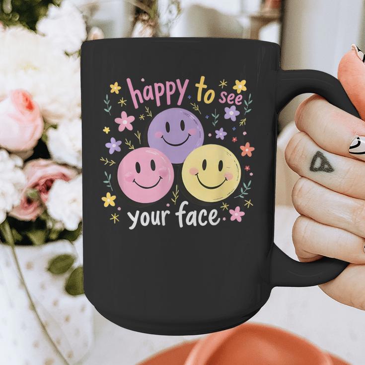Happy To See Your Face Smile Face Teacher Back To School Graphic Print Coffee Mug, funny design