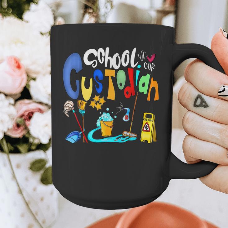 We Heart Love Our School Custodian For Teacher & Kids Graphic Print Coffee Mug, funny design