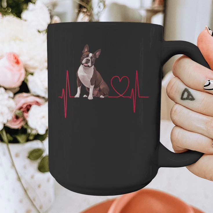 Heartbeat Boston Terrier Dog Graphic Print Coffee Mug, funny design