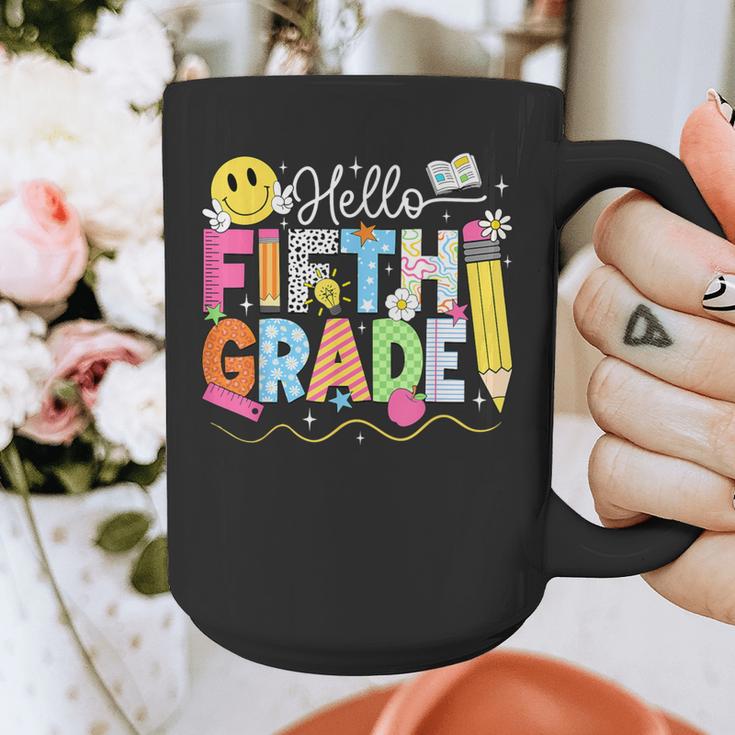 Hello Fifth Grade Team 5th Grade Back To School Teacher Kids Graphic Print Coffee Mug, funny design