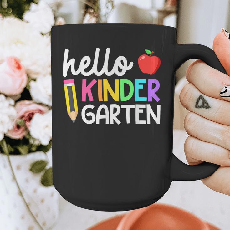 Hello Kindergarten Team Kinder Back To School Teacher Kids Graphic Print Coffee Mug, funny design