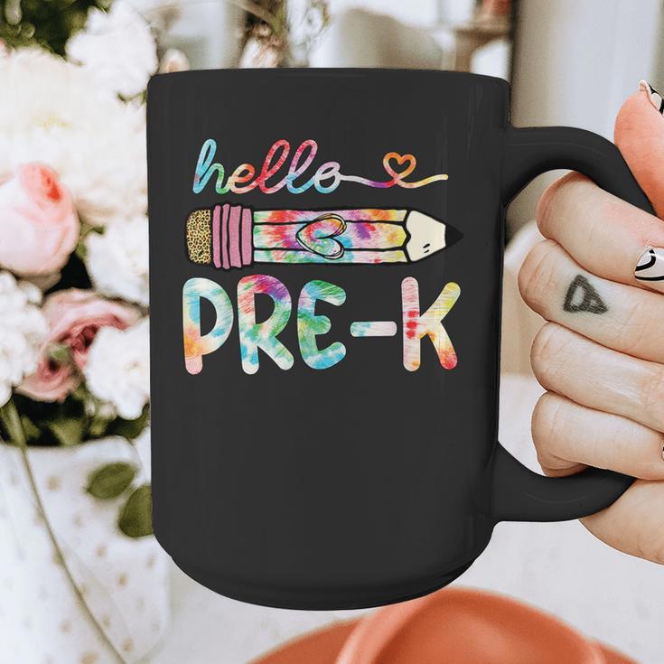 Hello Pre-K Pencil Teacher Student Tie Dye Graphic Print Coffee Mug, funny design Hello Pre-K Pencil Teacher Student Tie Dye Graphic Print Coffee Mug, funny design