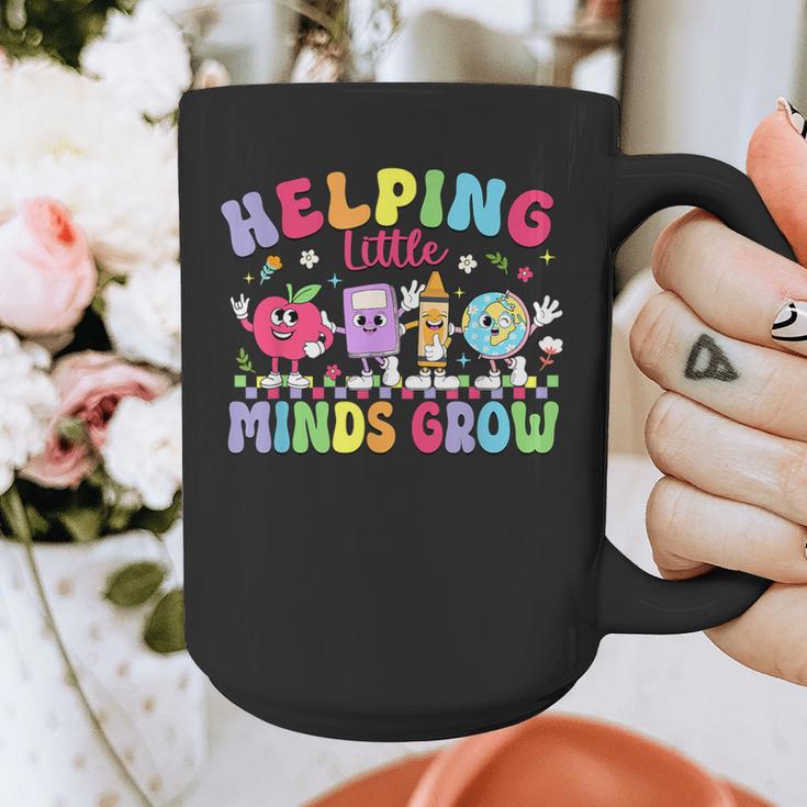 Helping Little Minds Grow Teacher Life Back To School Graphic Print Coffee Mug, funny design