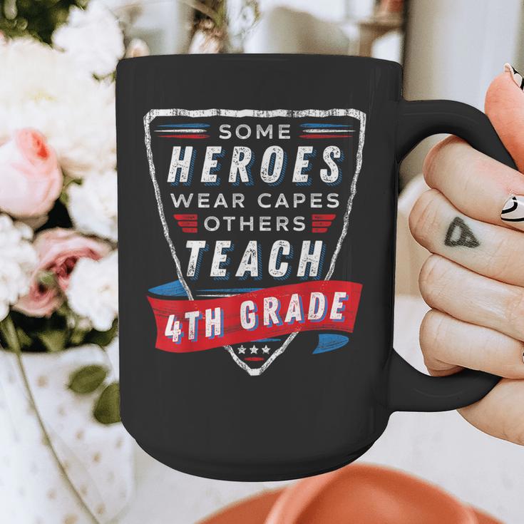 Some Heroes Wear Capes Others Teach 4th Grade Teacher Men Women Kids Graphic Print Coffee Mug, 4th Grade Teacher Gifts, funny design