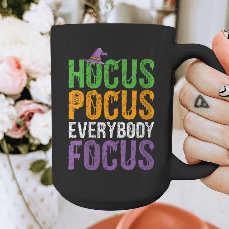 Hocus Pocus Everybody Focus Teacher Halloween Graphic Print Coffee Mug, funny design