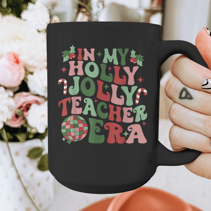 In My Holly Xmas Jolly Teacher Era Teacher Vibes Christmas For Men Women Kids Graphic Print Coffee Mug, funny design