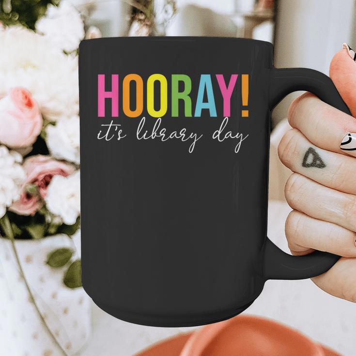 Hooray It's Library Day Teacher Reader Books Back To School Graphic Print Coffee Mug, funny design
