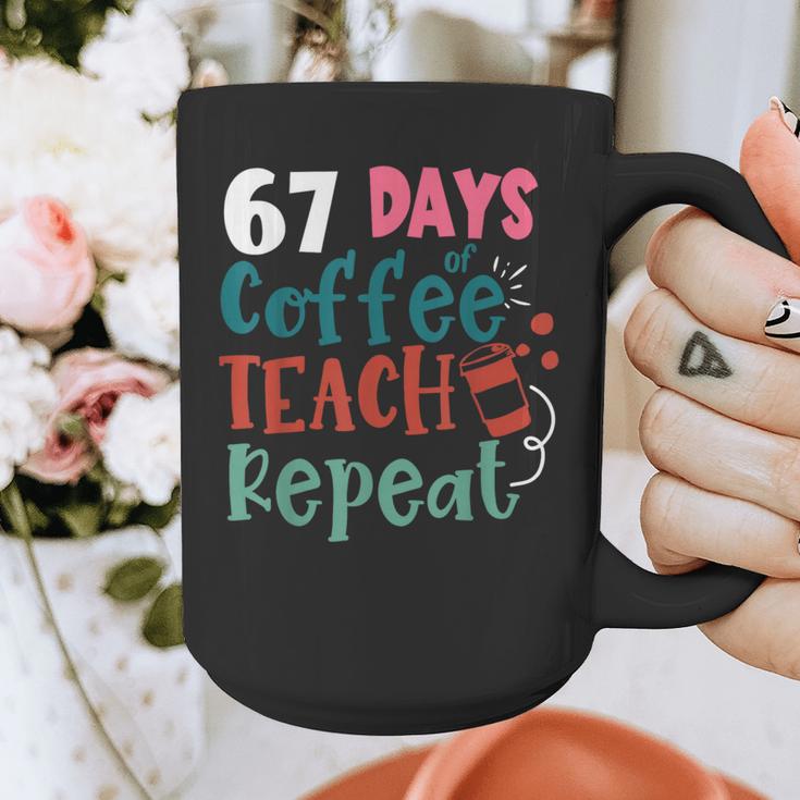Humor Meme 67 Days Of School Coffee Lover Educator Teacher Graphic Print Coffee Mug, funny design
