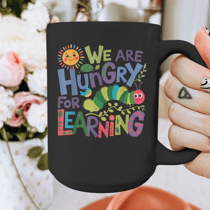 We Are Hungry For Learning Teacher Life Back To School Graphic Print Coffee Mug, funny design We Are Hungry For Learning Teacher Life Back To School Graphic Print Coffee Mug, funny design