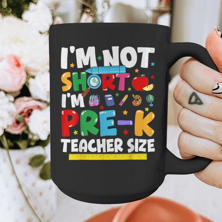 I'm Not Short I'm Pre-K Teacher Size Back To School Teacher Graphic Print Coffee Mug, funny design