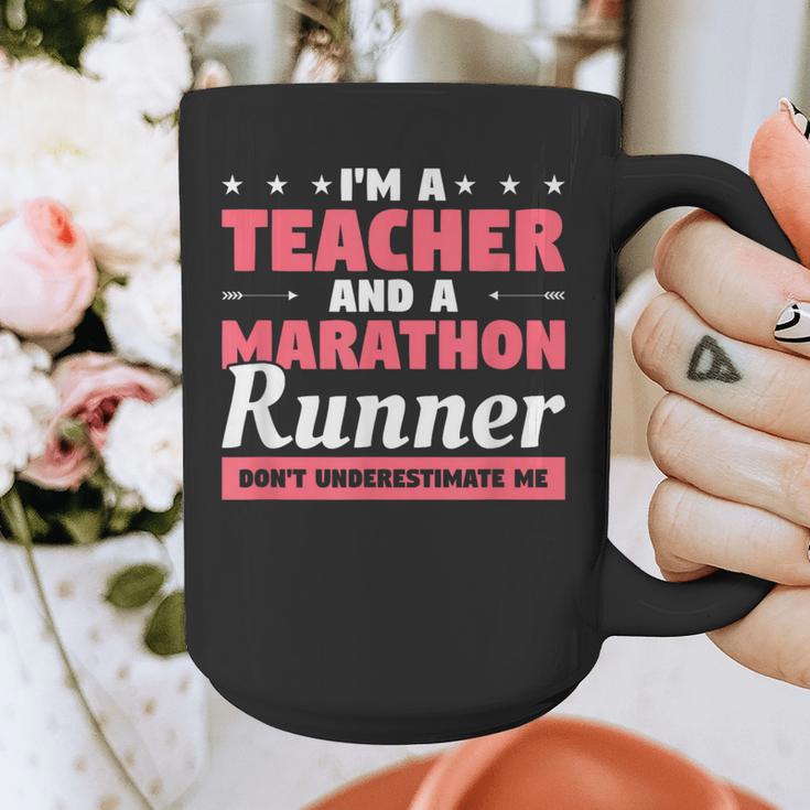 I'm A Teacher And A Marathon Runner Don't Underestimate Me Men Women Graphic Print Coffee Mug, funny design