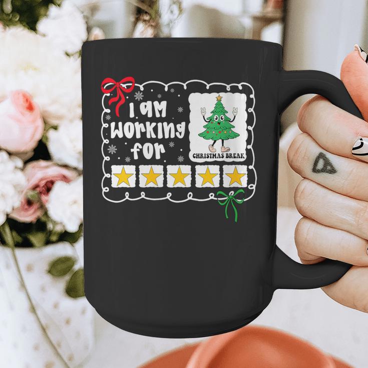 I'm Working For Christmas Break 5 Stars Christmas Teacher Graphic Print Coffee Mug, funny design