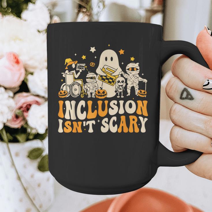 Inclusion Isn't Scary Mummy Boo Ghost Halloween SLP Teacher Graphic Print Coffee Mug, funny design