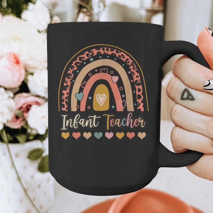 Infant Teacher Leopard Boho Rainbow Appreciation Graphic Print Coffee Mug, funny design