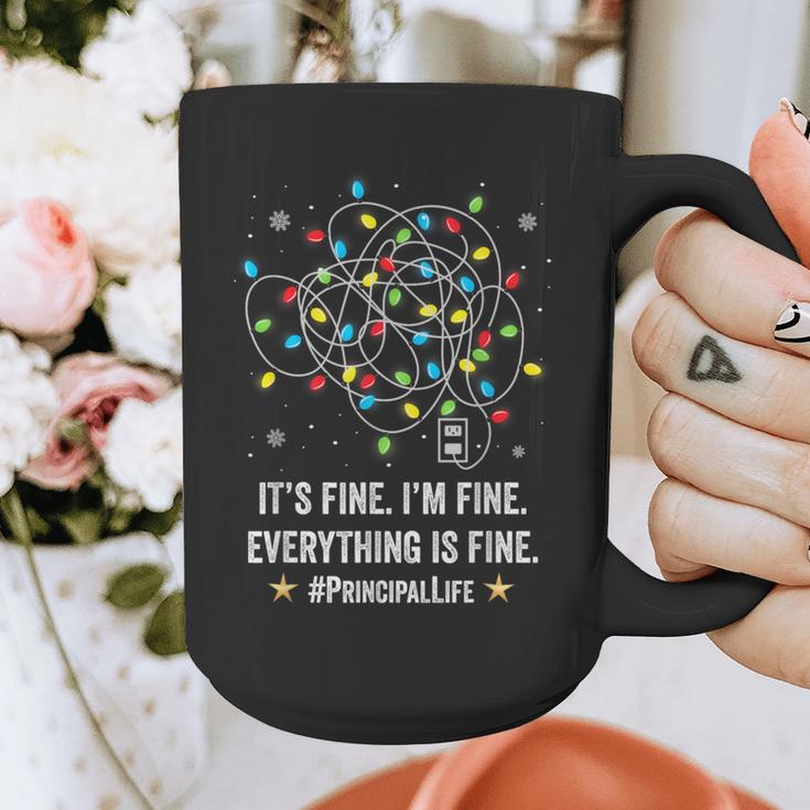 It's Fine I'm Fine Christmas Light Principal Teacher Xmas Men Women Graphic Print Coffee Mug, funny design