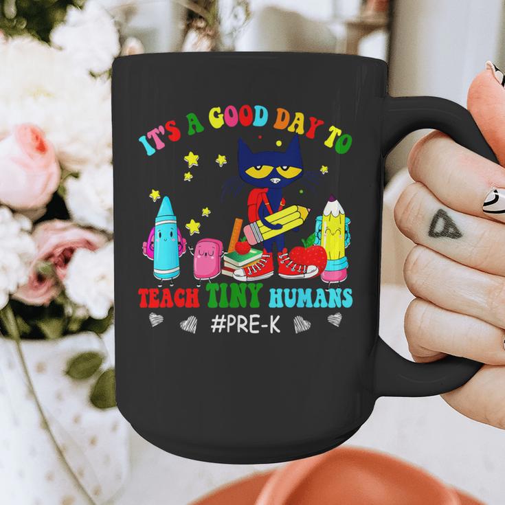 It's A Good-Day To Teach Tiny Humans Pre-K Cat Teacher Lover Graphic Print Coffee Mug, funny design