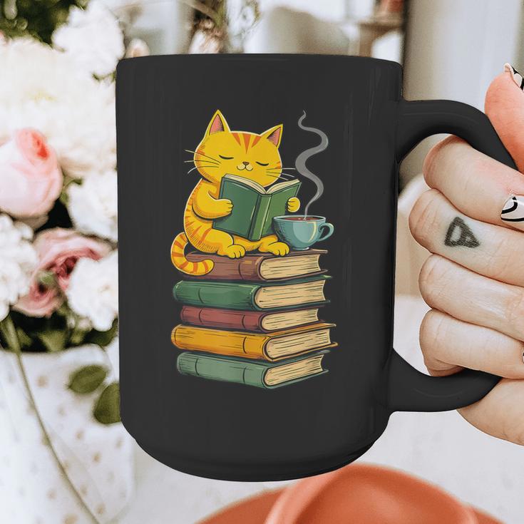 Kawaii Cats Lover Coffee Books Teacher Librarian Cat Graphic Print Coffee Mug, funny design Kawaii Cats Lover Coffee Books Teacher Librarian Cat Graphic Print Coffee Mug, funny design