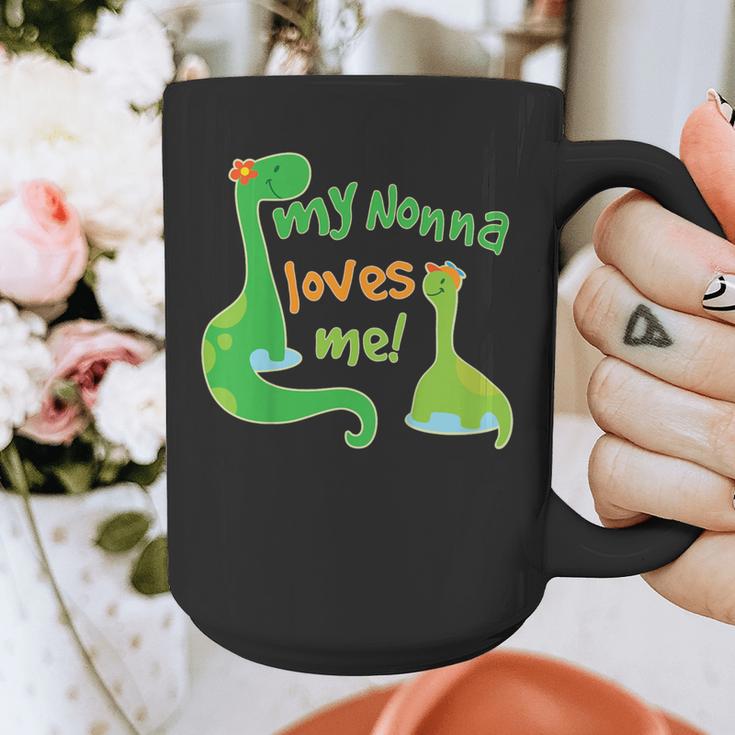 Kids My Nonna Loves Me Dinosaur Grandson Graphic Print Coffee Mug, funny design