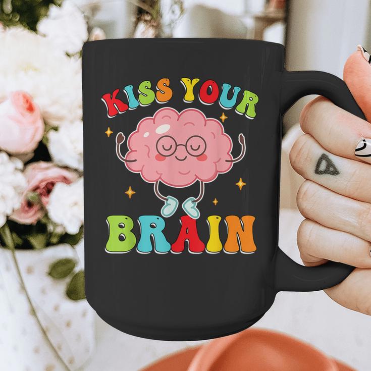 Kiss Your Brain Calm Mindset Teacher Kids Boys Girls Women Graphic Print Coffee Mug, funny design