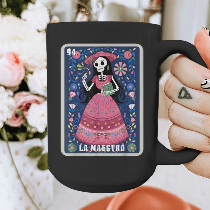 La Maestra Halloween Mexican Bingo Card Teacher Lottery Card Graphic Print Coffee Mug, funny design