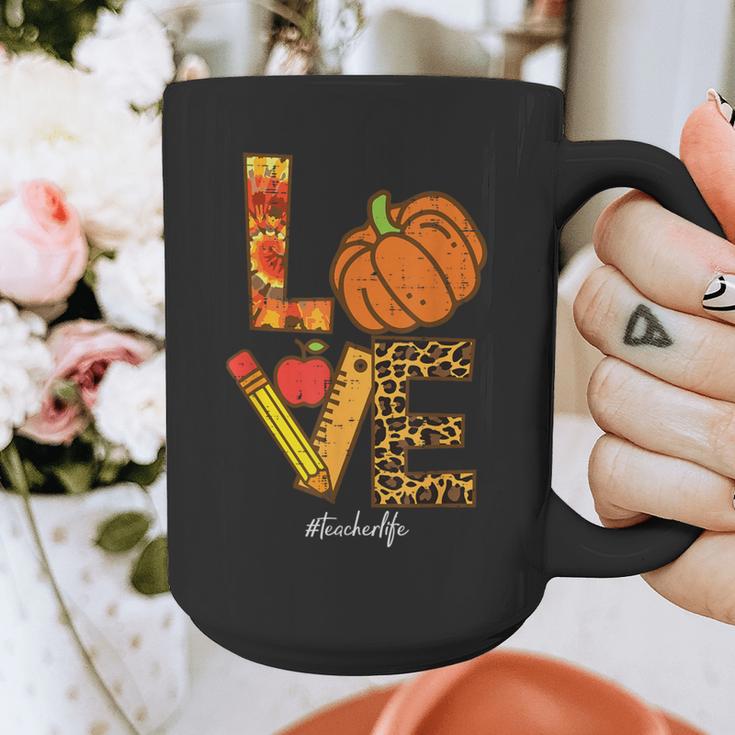Leopard Pumpkin Love Teacher Life Thanksgiving Fall Women Graphic Print Coffee Mug, funny design
