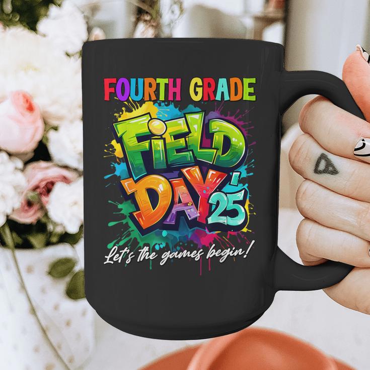 Let The Games Begin Fourth Grade Field Day 2025 Teacher Kid Graphic Print Coffee Mug, funny design