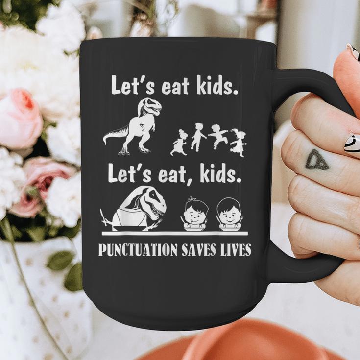 Let's Eat Kids Fun Dinosaurs Grammar Teacher Graphic Print Coffee Mug, funny design
