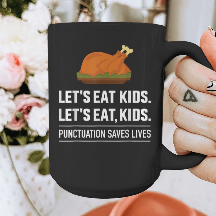 Let's Eat Kids Grammar For Thanksgiving Teacher Graphic Print Coffee Mug, funny design