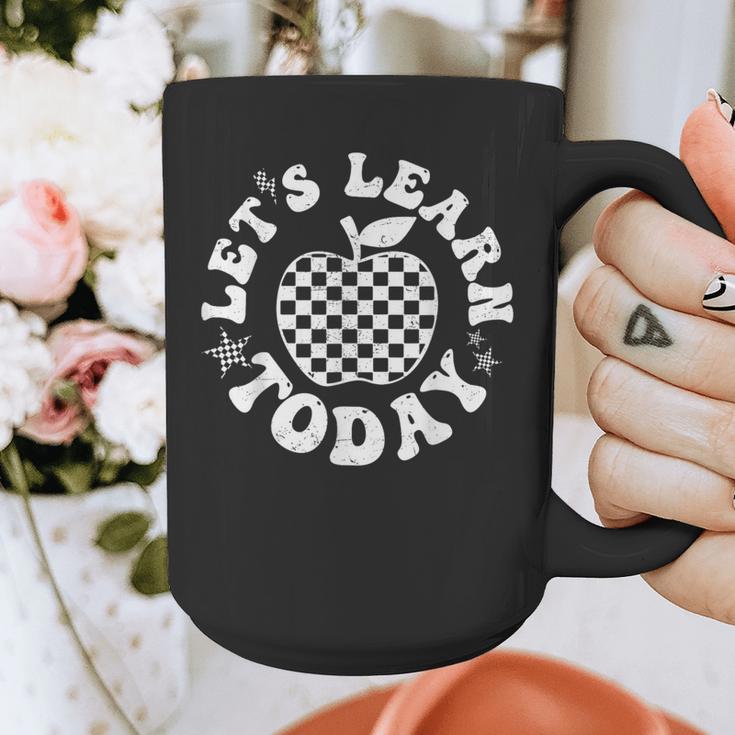 Let's Learn Today Checkered Apple Back To School Teacher Graphic Print Coffee Mug, funny design Let's Learn Today Checkered Apple Back To School Teacher Graphic Print Coffee Mug, funny design