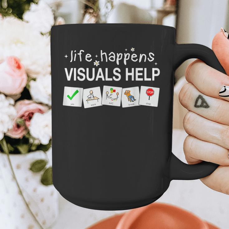 Life Happens Visuals Help Special Education Teacher Aide Graphic Print Coffee Mug, funny design Life Happens Visuals Help Special Education Teacher Aide Graphic Print Coffee Mug, funny design