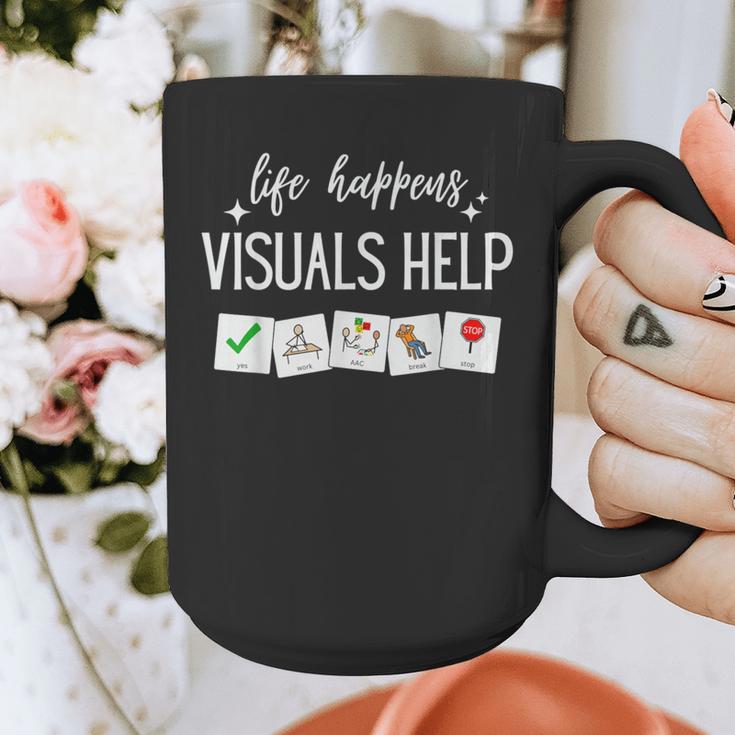 Life Happens Visuals Help Special Education Teacher Aide Men Women Graphic Print Coffee Mug, funny design Life Happens Visuals Help Special Education Teacher Aide Men Women Graphic Print Coffee Mug, funny design