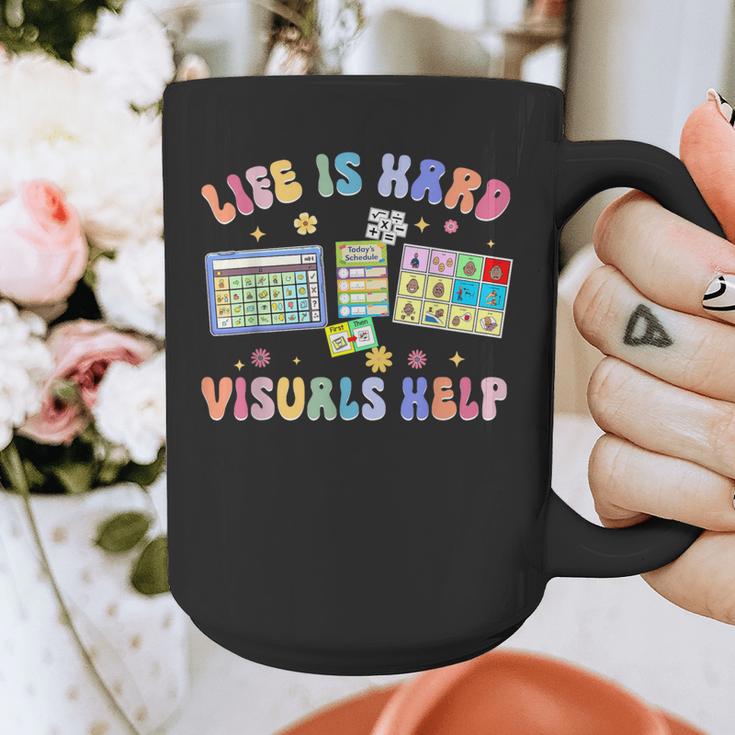Life Is Hard Visuals Help Special Education Teacher SPED Graphic Print Coffee Mug, funny design