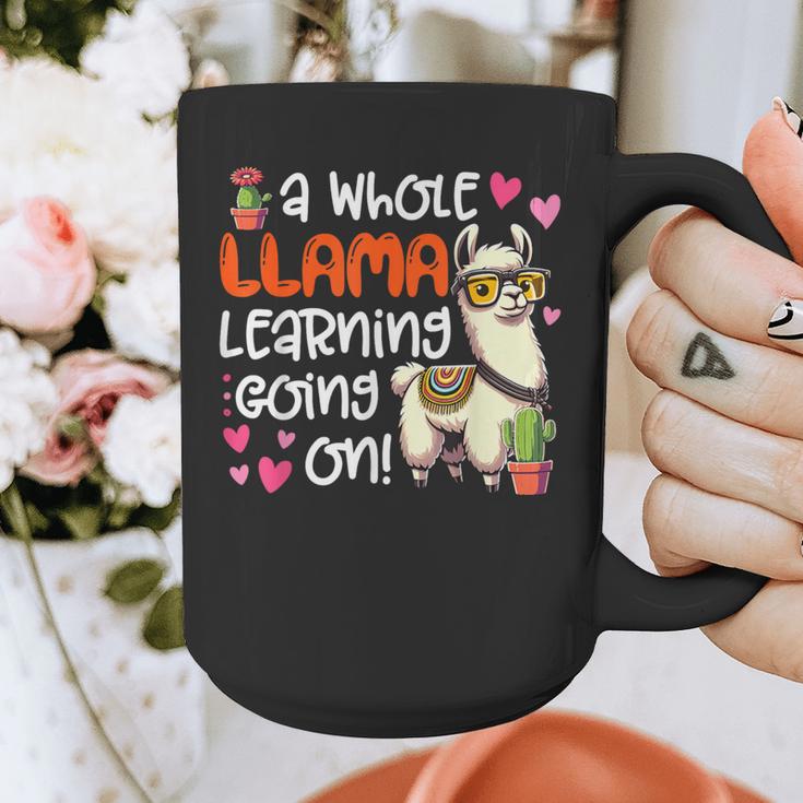Llama Learning Teachers Students Alpaca Lover Back To School Graphic Print Coffee Mug, funny design Llama Learning Teachers Students Alpaca Lover Back To School Graphic Print Coffee Mug, funny design
