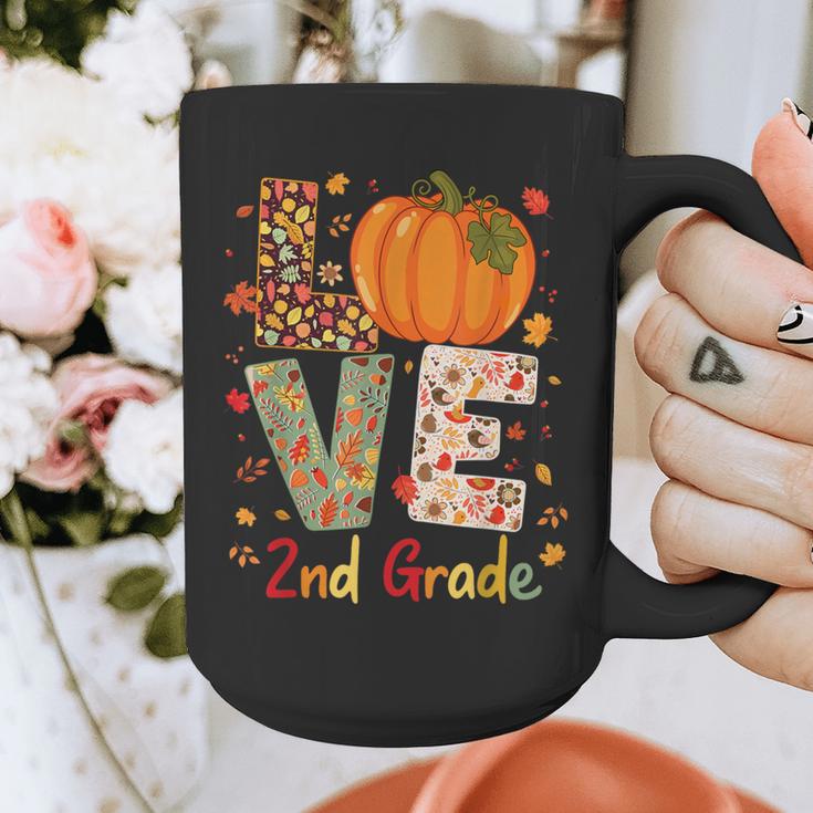 Love 2nd Grade Happy Fall Thanksgiving For 2nd Teacher For Men Women Girls Kids Graphic Print Coffee Mug, 2nd Grade Teacher Gifts, funny design