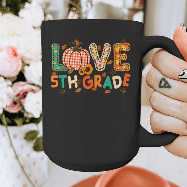 Love 5th Grade Thanksgiving Colorful Fall Leaves Teacher Graphic Print Coffee Mug, funny design