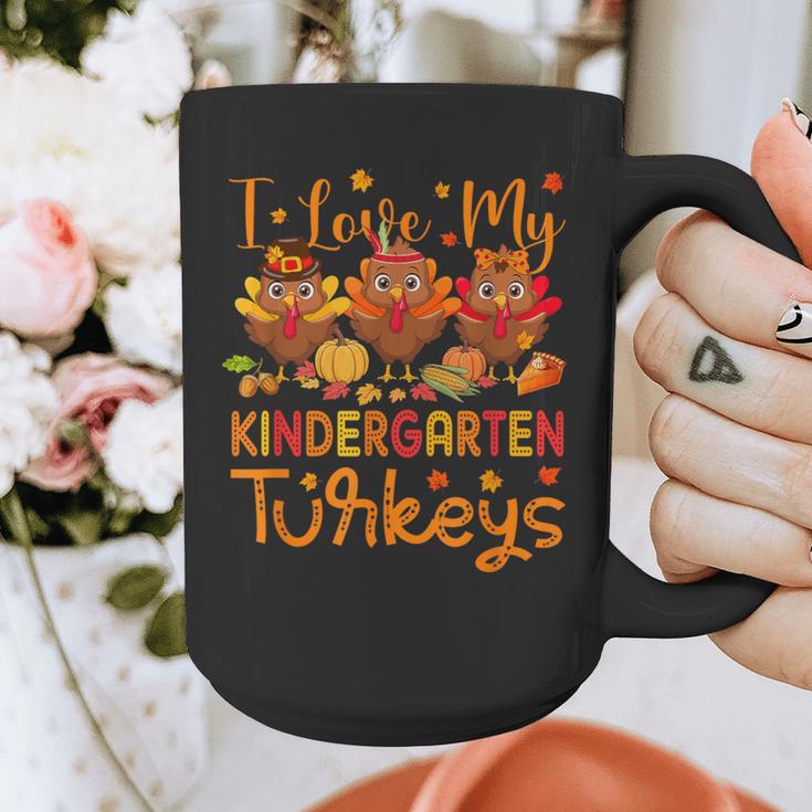 I Love My Kindergarten Turkeys Thanksgiving Teacher Students Graphic Print Coffee Mug, funny design
