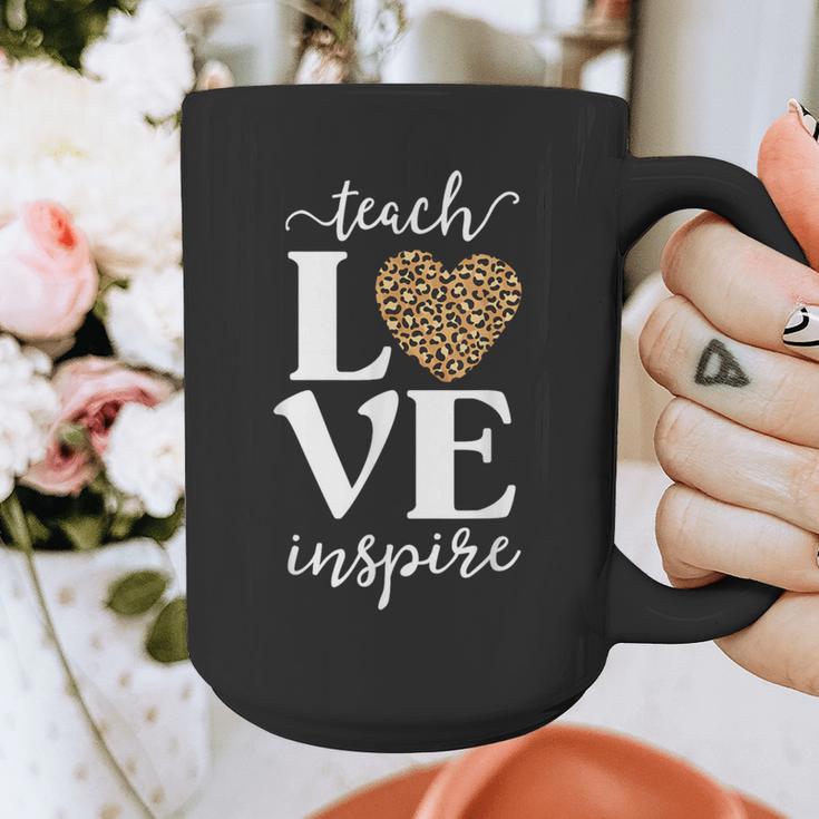 Love Leopard Print Teacher Cheetah School Inspire Teach Graphic Print Coffee Mug, funny design