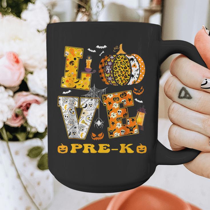 LOVE Pre-K Pumpkin Teacher Student Halloween Costume Graphic Print Coffee Mug, funny design LOVE Pre-K Pumpkin Teacher Student Halloween Costume Graphic Print Coffee Mug, funny design