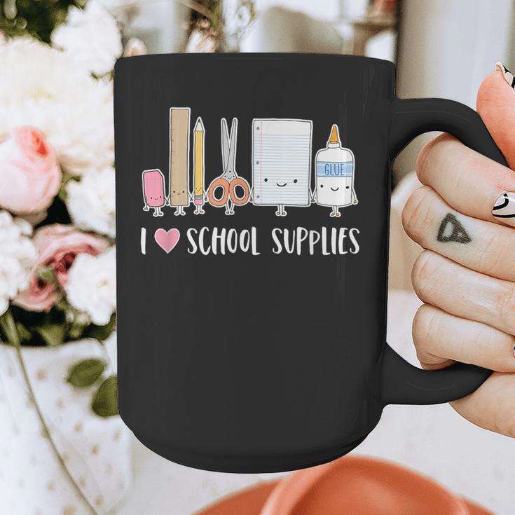I Love School Supplies Teacher Shirt Graphic Print Coffee Mug, funny design