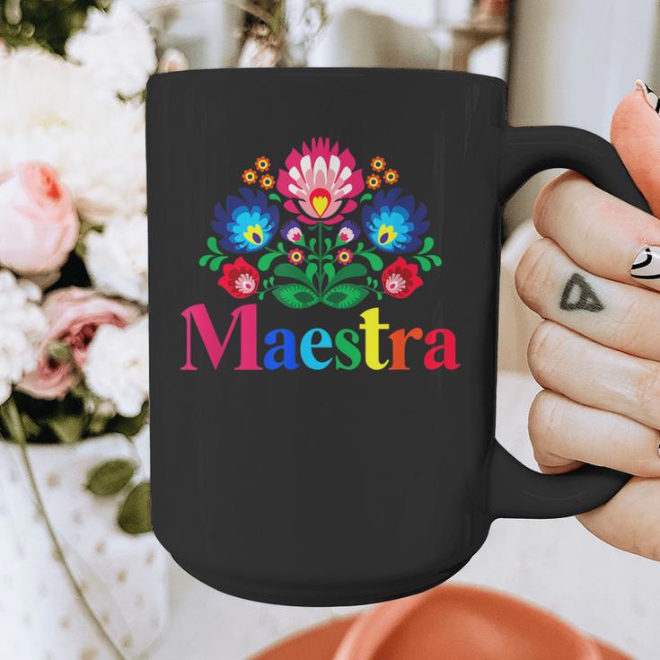 Maestra Proud Spanish Teacher Bilingual Teacher Latina Graphic Print Coffee Mug, funny design