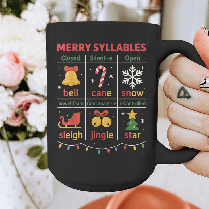 Merry Syllables Teacher Christmas Educational Kids Graphic Print Coffee Mug, funny design Merry Syllables Teacher Christmas Educational Kids Graphic Print Coffee Mug, funny design