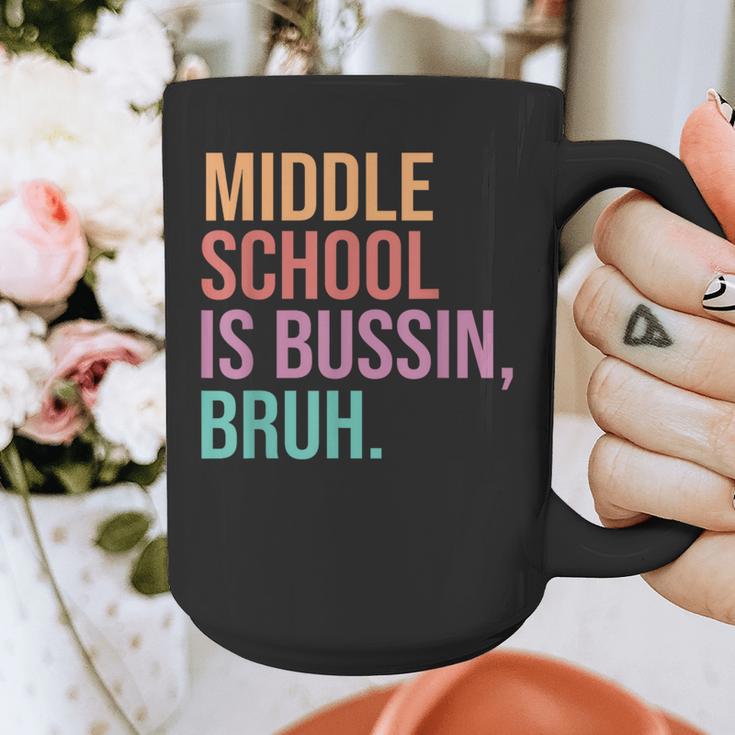 Middle School Teacher Middle School Is Bussin Bruh Graphic Print Coffee Mug, funny design