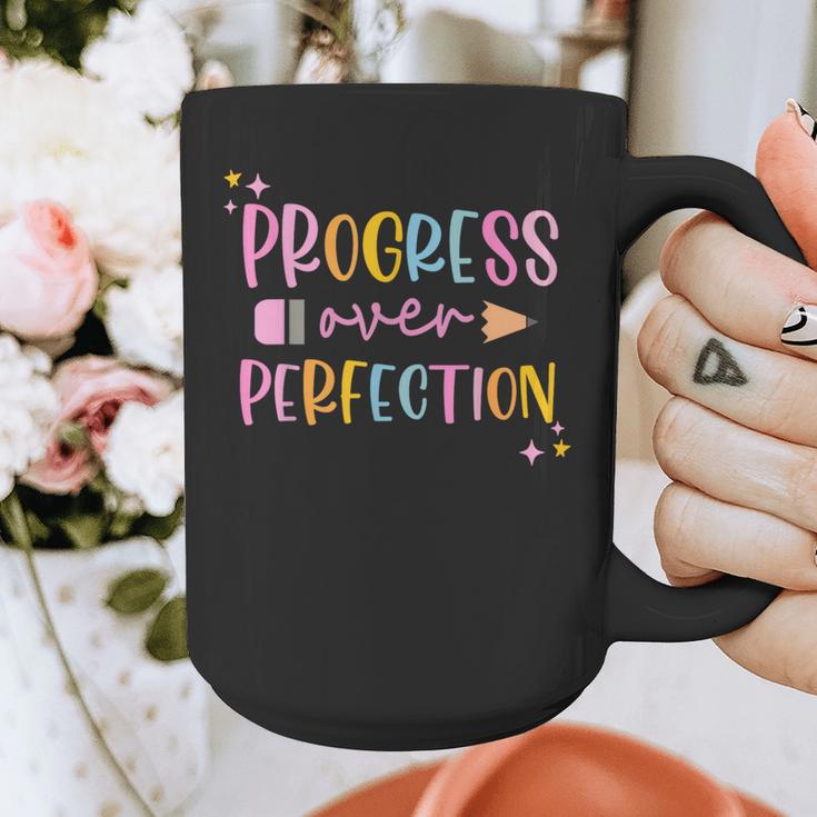 Motivational Progress Over Perfection Back To School Teacher Graphic Print Coffee Mug, funny design Motivational Progress Over Perfection Back To School Teacher Graphic Print Coffee Mug, funny design