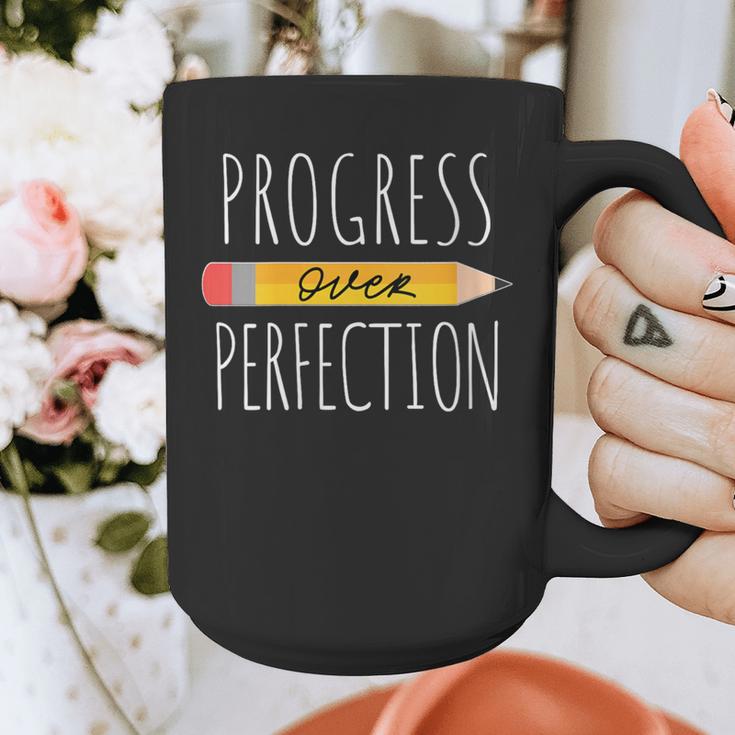 Motivational Progress Over Perfection Back To School Teacher Graphic Print Coffee Mug, funny design Motivational Progress Over Perfection Back To School Teacher Graphic Print Coffee Mug, funny design