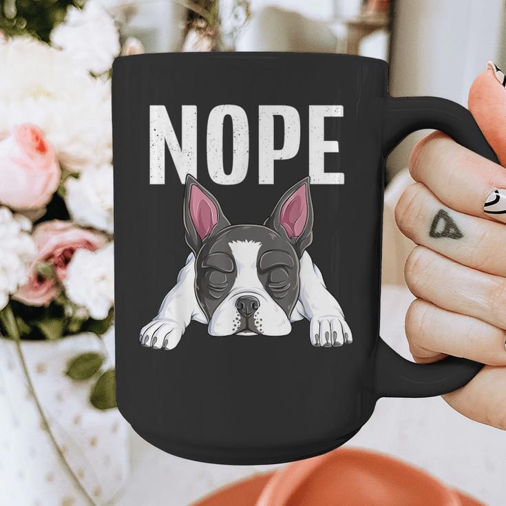 Nope Boston Terrier Puppy Dog Bostie Lover Men Women Girls Kids Graphic Print Coffee Mug, funny design